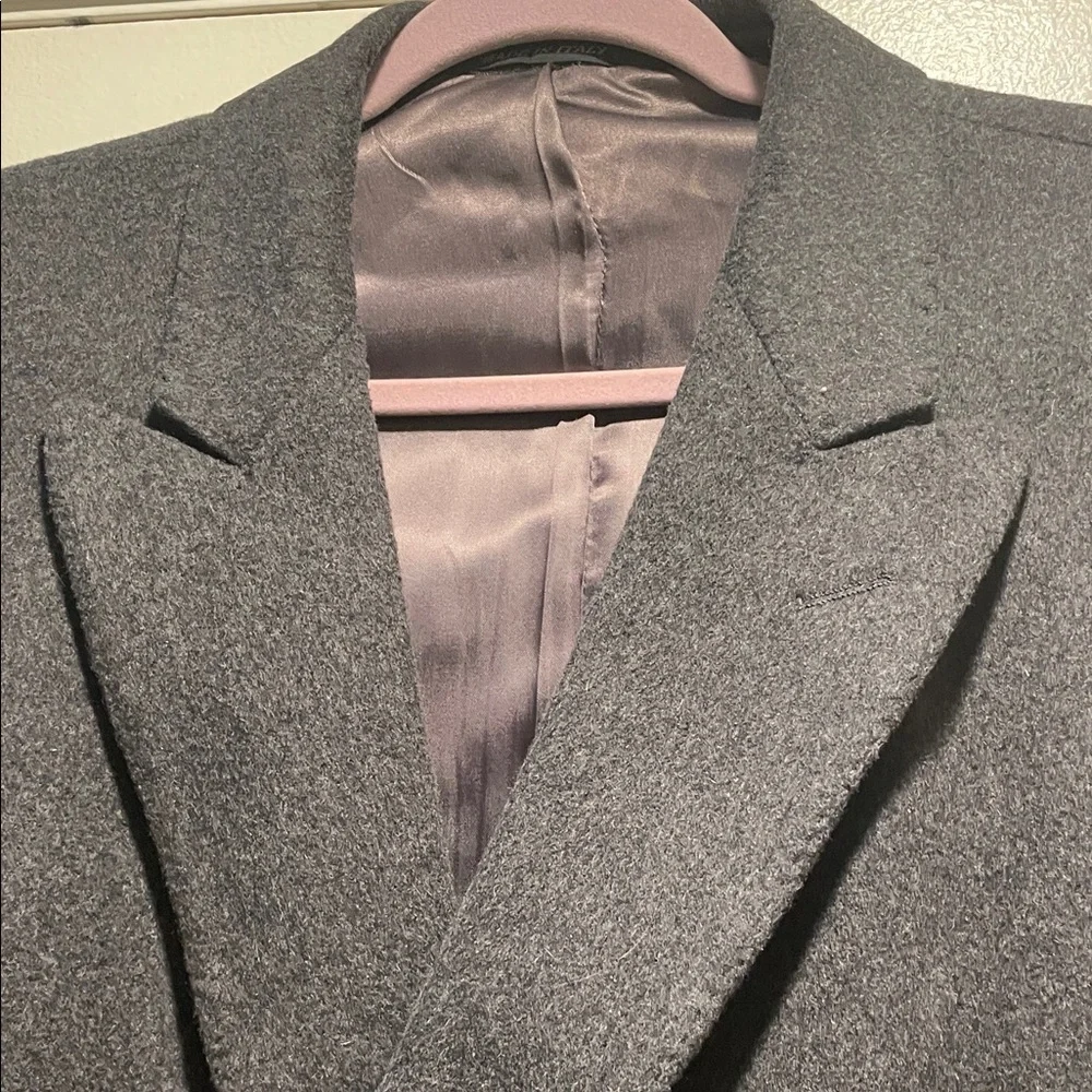 diVenedetto Cashmere Blend Vintage Charcoal Double-Breasted Men's Trench Coat - Picture 6 of 16